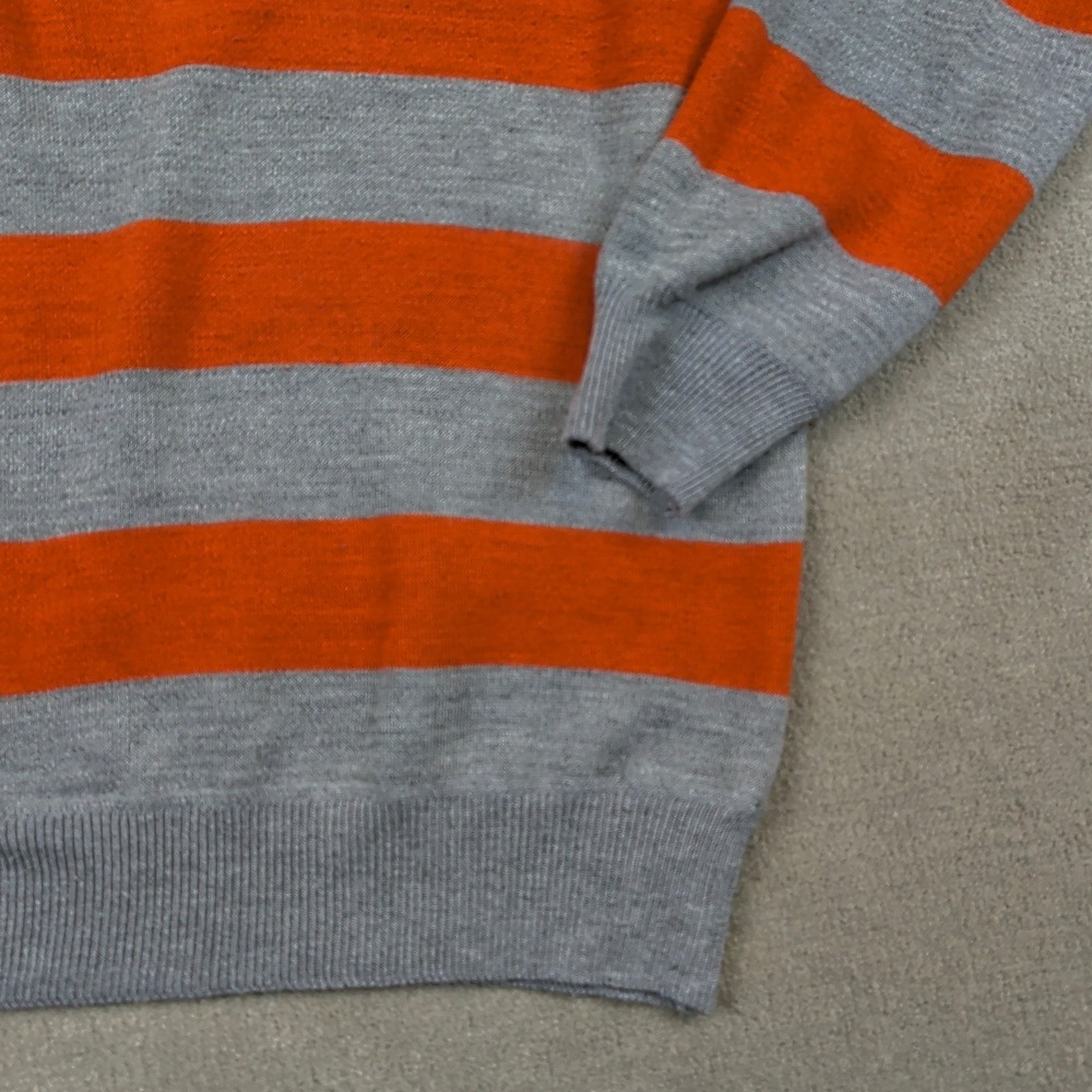 Silverneedle Quarter Zip Sweater Mens Large Gray Orange Striped Mock Neck Knit - Picture 3 of 10